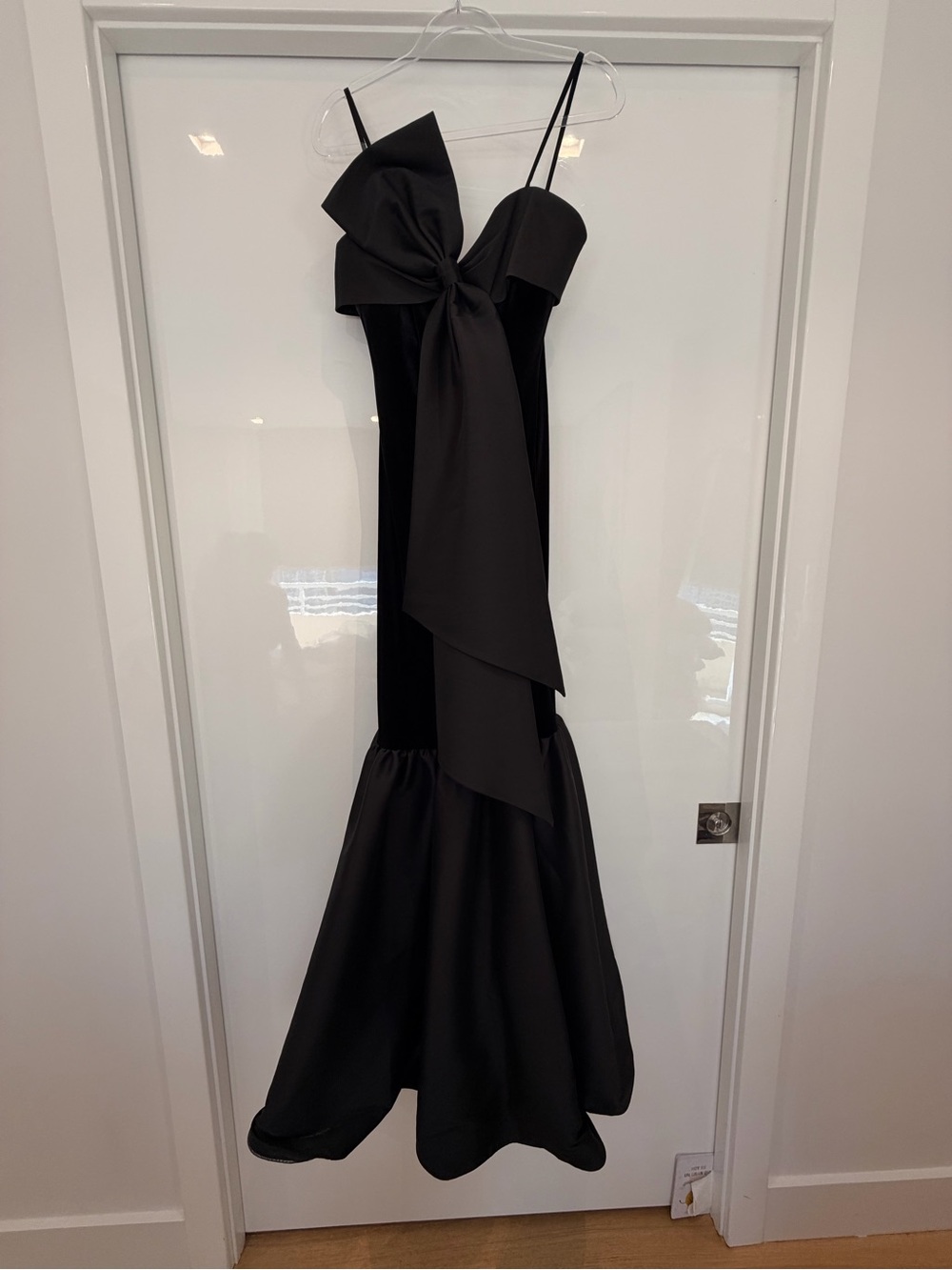 Badgley Mischka Black Strapless Gown with Dramatic Bow